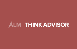 Rose colored background with ALM | THINK ADVISOR logo in the center