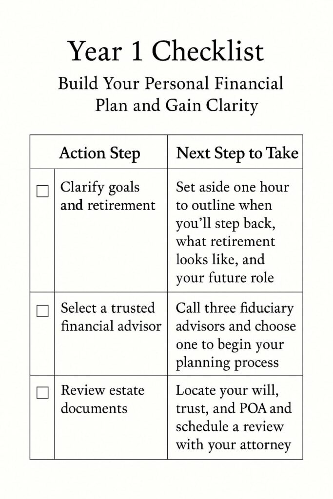 Family business exit strategy checklist for the first year.